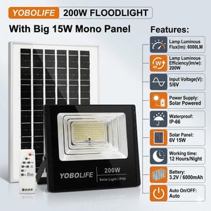 YOBOLIFE Top Selling IP66 Outdoor Using Waterproof Solar Flood Light 400W For Garden, LANDSCAPE, Sports Stadiums, Theme Park Etc