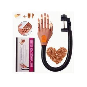 Nail Training Hand set complete with a flexible black arm, a table clamp, and a pack of 100 detachable nail tips