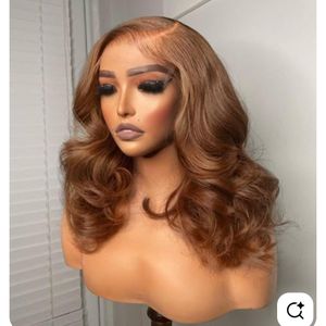 Affordable bounce curl wig with 5*5 closure gold color 22 inches