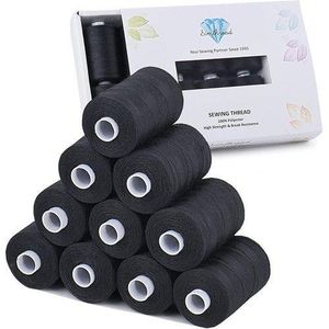 All Purpose Sewing Thread, 10 Spool Bobbin Polyester Thread for Sewing, Handy Polyester Sewing Threads for Sewing Machine (Black Series)