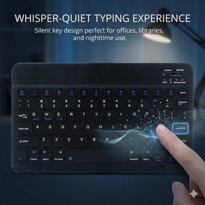 10 Inch Ultra Slim Wireless Bluetooth Keyboard Rechargeable Silent Keys