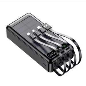 30,000mAh Power Bank, Four In Built Cables  - With 3A Built in Type-C, iPhone ( Lightning), Android ( Micro ) & USB Cable, With a 5V Power Delivery Capacity Type C Input and Output  port Enabled & Double USB Port