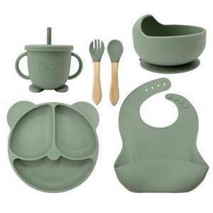 luxurious Baby Silicone Feeding with Set-Plates, Bib, Cup, Spoon, Fork