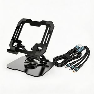 Adjustable Phone Tablet Stand Universal Holder - Foldable, Adjustable, 720° Rotation, Hands-Free Holder for Phones & Tablets, Three in one USB charging data cable