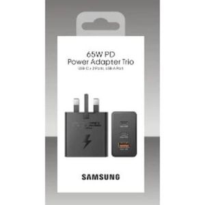Samsung Pd 65w Trio Power Adapter With Usb Type C X 2 Ports, Usb A Port, Fastest Charge