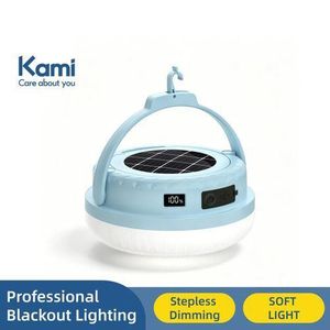 Kami Solar Rechargeable Emergency Light Bulb – 5800mAh Long-Lasting LED Light with Type-C Charging, Removable Battery, Stepless Dimming, Hook Lamp for Blackout & Market Stall-Blue