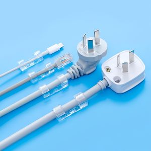 100pcs Adhesive Cable Clamps Transparent Plastic Wire Brackets for Power Line Management, Ideal for Walls and Under Tables