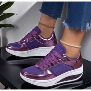 Genetic Purple Casual Lace-Up Sneakers – Silver Fashion Foot wear with Non-Slip Rubber Sole