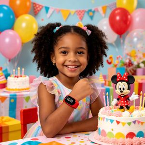 Kids LED Watch Cute Minnie Mouse Design, Adjustable Soft Silicone Strap Digital Wristband for Girls 3-10 Years Old, Lovely Children's Sports Watch
