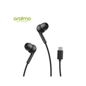 Oraimo Wired Type-C Earphones - Hi-Fi Deep Bass In-Ear Headphones with Mic & Volume Control, CONCH 2C Type-C Ear-piece Clear Voice in Calls In-Ear Wired Earphone Earpiece OEP-320C - Black