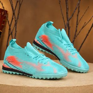 Men's Turf Ground Artificial Grass Football Boots - Mint Green & Coral Pink Soccer Shoes