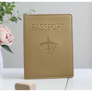No Bands  Thick Travel Passport Protective Cover Case Holder Wallet Gold