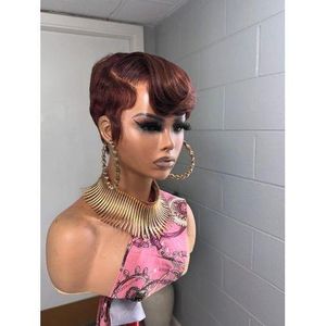 Auburn Brown Pixie Finger Wave Wig