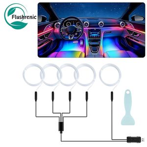 Flushrenic 5-meter LED interior light for cars, with USB port, LED light strip fiber optic light, can decorate the car center console and doors, wireless remote control,