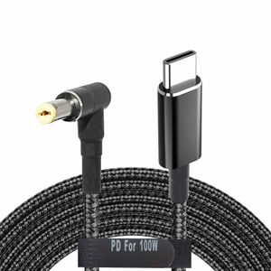 USB C to 5.5mm Adapter Cable Male Type C to Right Angle DC 5.5 x 2.5mm Universal Braided Converter Cord for Power Bank Battery Pack Charging Supply