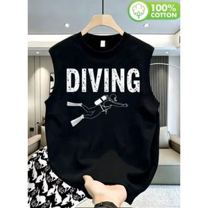 Diving Through The Storms Crew Neck Tank Top-Black