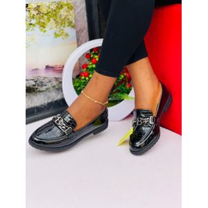 Women's Comfortable Low Heel Loafers Shoe - Black