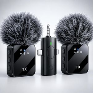 Fashion Phone (3in1mic) 3 in 1 Wireless Microphone Portable Audio Video Recording Mini 3.5mm Lapel Mic For Camera for Interview Streaming IPhone Android Phone PC Computer Laptop Live Stream Broadcast Gaming content creation (3.5mmwireless)