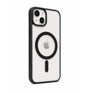 Pouch Iphone 15plus MagSafe Transparent Magnetic Case Compatible For Wireless Charging(BLACK)