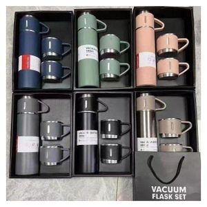 3 in 1 VACUUM FLASK SET 500ml with Extra 2 Cups Bottle
