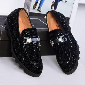 Fernando Melo Men's Luxury Crystal Velvet Loafers Formal Slip-On Business Dress Shoes – Black