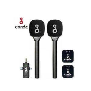 CANDC Wireless Interview Dual Microphones Mic 2TX + 1RX With Noise Reduction And Longer Range Clear Recording