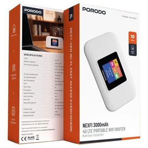 Porodo Mini Wif 3000mAh 4G LTE Portable WiFi Router Multi-User Connection With 150mbs Mifi Download Mtñ Aìrtel Glo Spectranèt Smile 9mobile