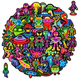 50Pcs Cool Neon Alien Vinyl Stickers, Waterproof Decals for Water Bottle Laptop, Gifts for Boys Girls