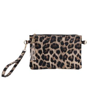 Women Leopard Envelope Clutch Bag, Ladies Evening Wristlet Purse