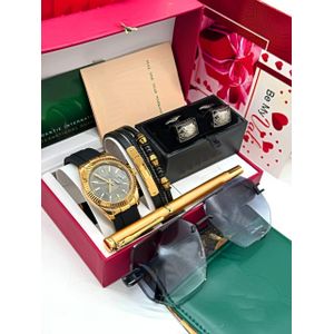 Fashion Choice Fashionable Perfect Men's Wrist set of Watch with Fashionable Bracelet + Designed Italian cuff link & Unique Pen