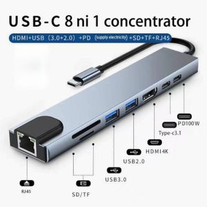 8 In 1 USB C Adapter,Type C HUB Ethernet HDMI Adapter-