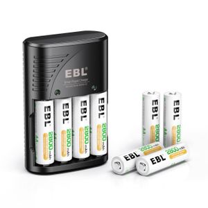 Ebl Smart Rapid Battery Charger with 4 pcs of 2800mAh AA rechargeable Ni-MH batteries.