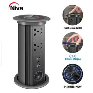 Pop-Up Power Socket with Wireless Charging, USB, Type-C - 4 Outlets IP44 Waterproof