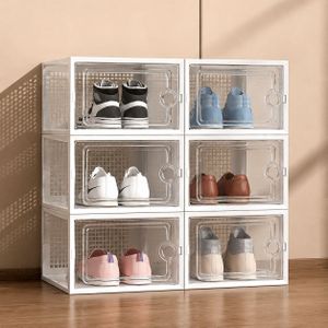 6pcs Stackable Shoe Storage Box (white frame)