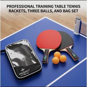 2pcs Professional Table Tennis Bat & Rackets Set with 3 Balls, Bag & Table Net – 16-Star Table Tennis Set