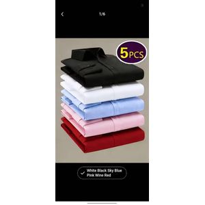 5-in-1 Office Ready Executive Long-Sleeve Shirt  Black, Blue, Pink, Red, White