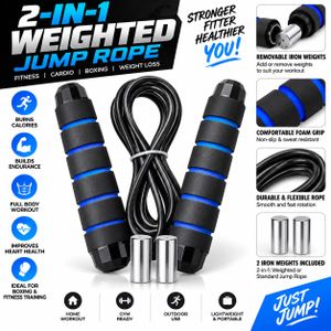 2-in-1 Weighted Jump Rope 3M with 2 x 100g Removable Metal Weights – Skipping Rope for Fitness, Cardio, Boxing & Workout