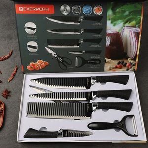 6PCS BLACK CORRUGATED KNIFES  