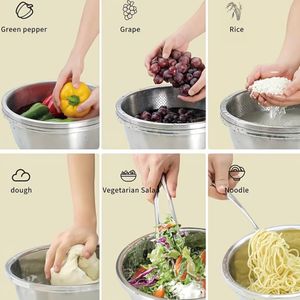Clo 2pcs Stainless Steel Micro-Pore Filter Bowl Set – Multi-Purpose Colander & Mixing Basin for Washing Veggies, Fruits, Rice & Draining Pasta Extra-Thick Large Capacity, Dishwasher Safe & Rust-Proof