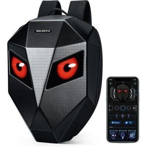Loy Bags Black LED Backpack 19", Animated Digital Backpack with Programmable Moving Eyes, Perfect Tech Gear for Style and Fun APP CONTROL