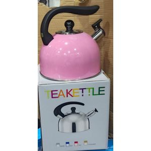 3L Stainless Steel Whistling Tea Kettle – Induction & Gas Stove Compatible – Pink