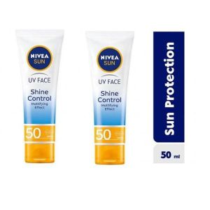 NIVEA Sun UV Sunscreen Face Shine Control Cream SPF 50 - 50ml (Pack of 2)