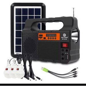EASY POWER Solar Power generator charger with Radio Bluetooth, LED bulbs cords and panel 