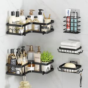 5pcs Wall-Mounted Bathroom Storage Shelf & Organizer Set