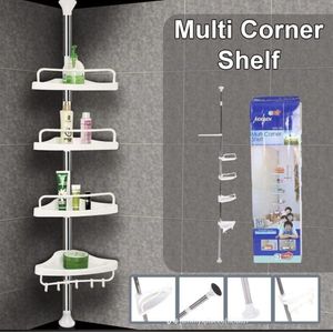 4-Tier Adjustable Telescopic Bathroom Organizer, Tension Pole Shower Caddy & Kitchen Storage Rack