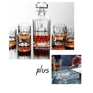 7 pcs Whiskey glass cup  + Free gift>> 6 cups, 1 decanter,  1 ash tray 