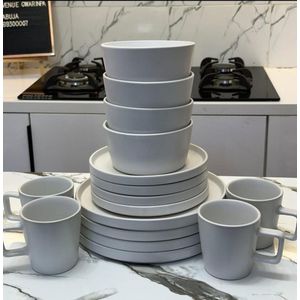 16-Piece Premium white Dinnerware Set – Plates, Bowls & Mugs