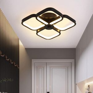 SIKITUT Modern LED Flower Ceiling Light 3-Color Dimmable for Corridors Bedrooms Black
