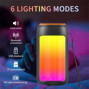 Portable Bluetooth Speaker with RGB LED Light – Wireless Rechargeable Speaker, FM Radio, USB & TF Card Support
