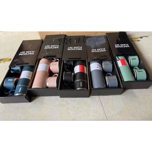 Vacuum Flask Set – Stainless Steel Insulated Thermos Flask with Cups for Hot & Cold Drinks